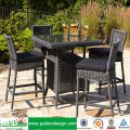 Outdoor wicker PE rattan furniture 5pcs bar table set